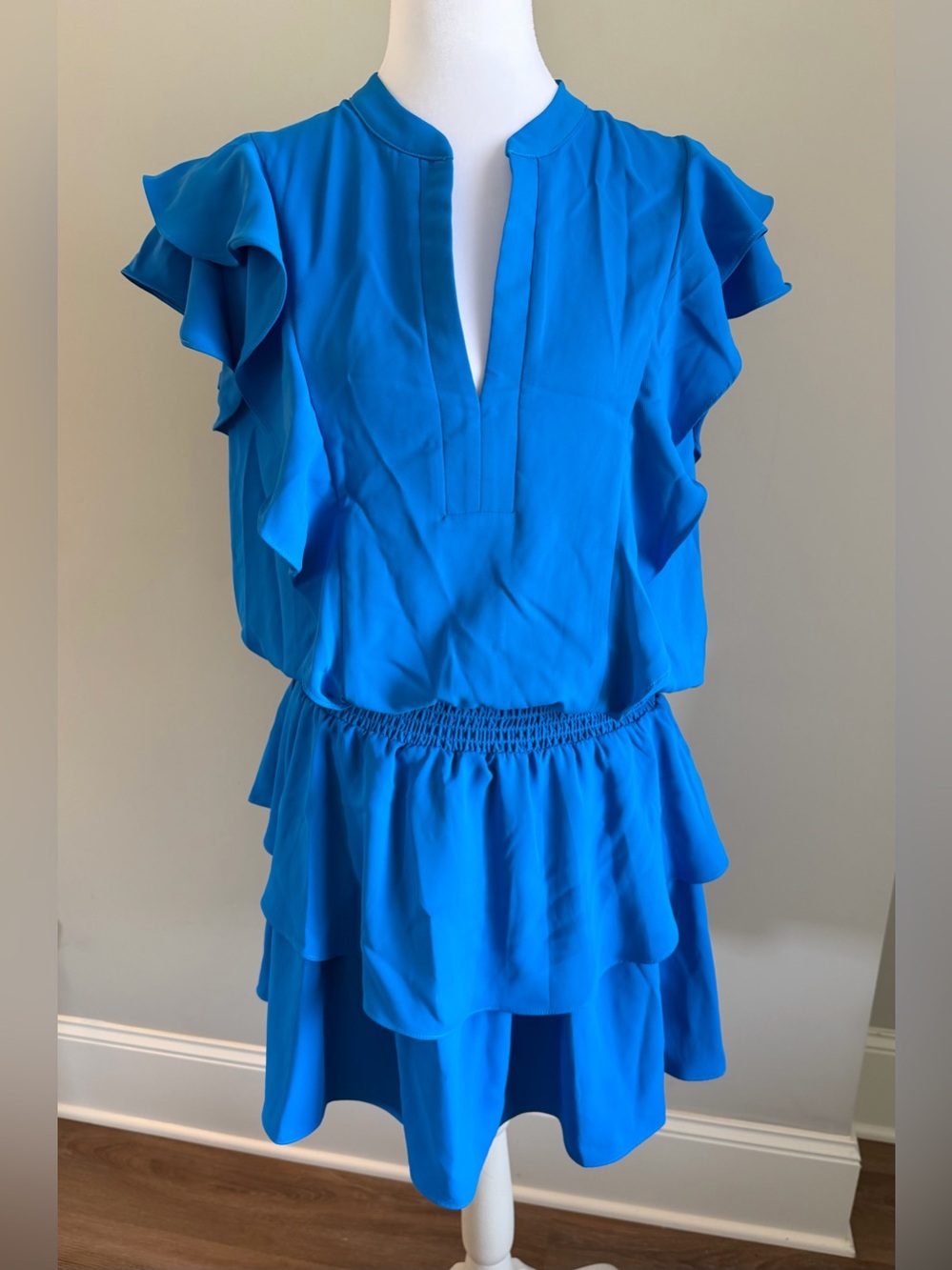 Amanda Uprichard Bright Blue Ruffle Dress L